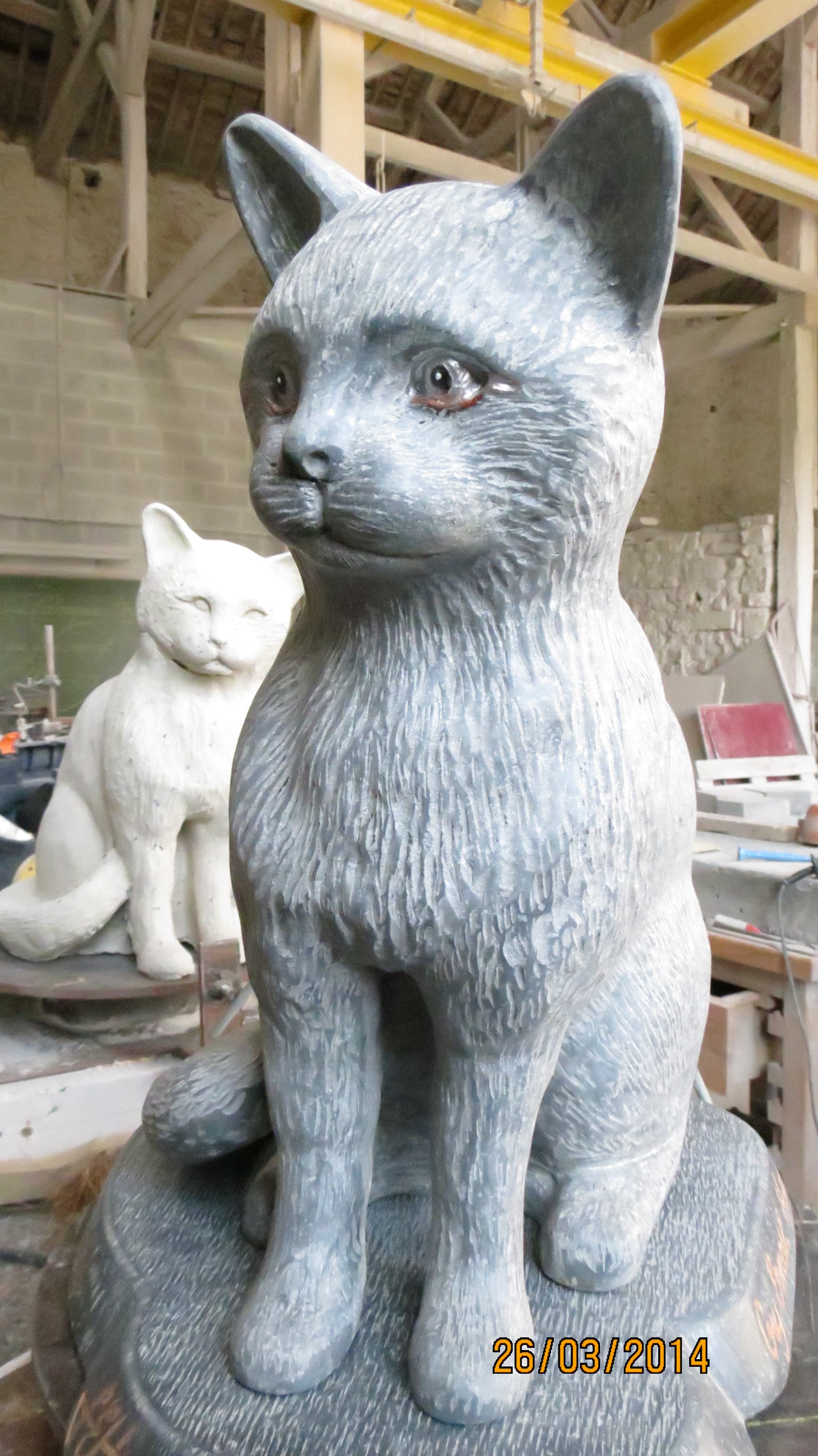 CHAT Sculpté en pierre bleue