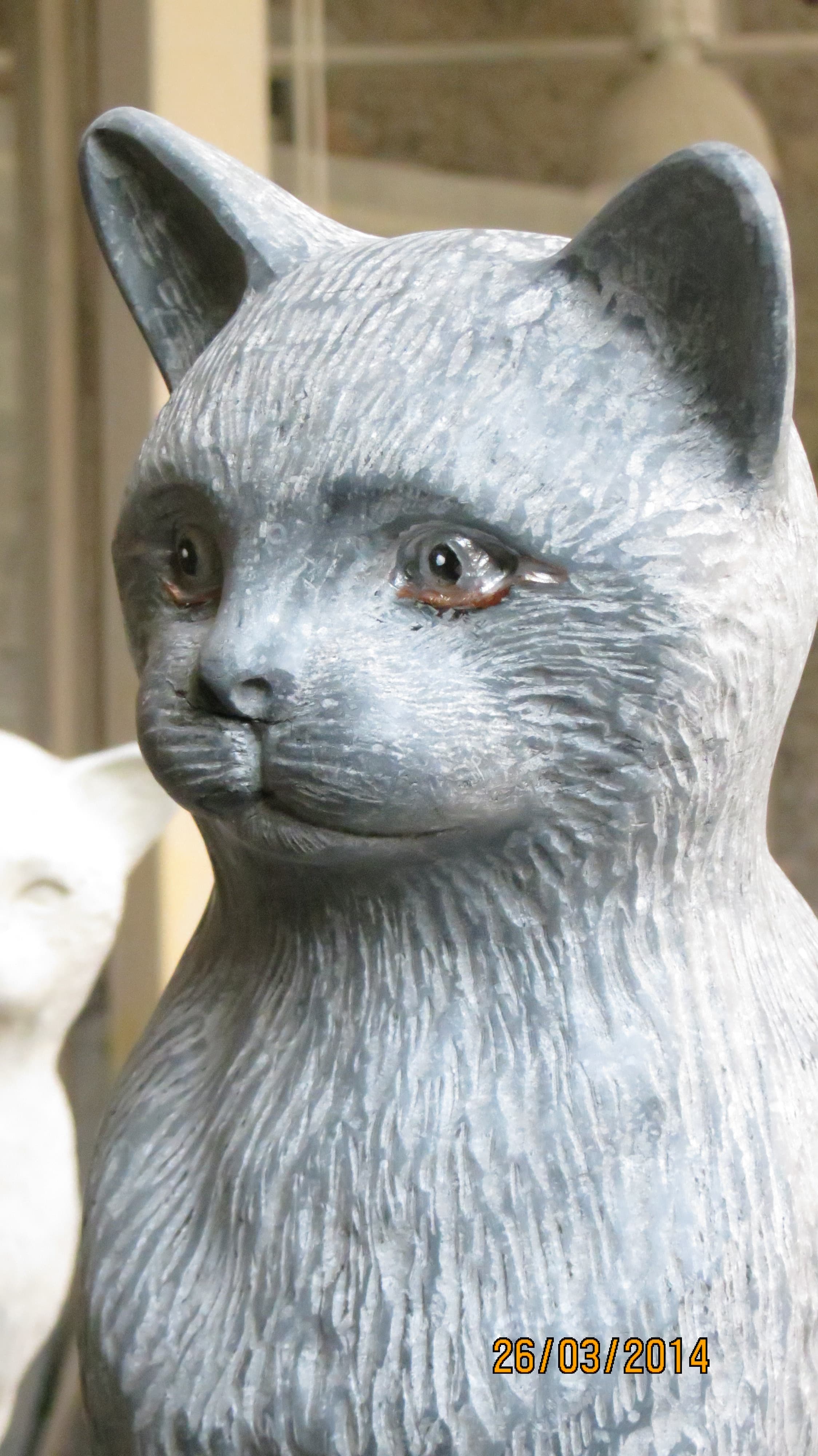 CHAT Sculpté en pierre bleue