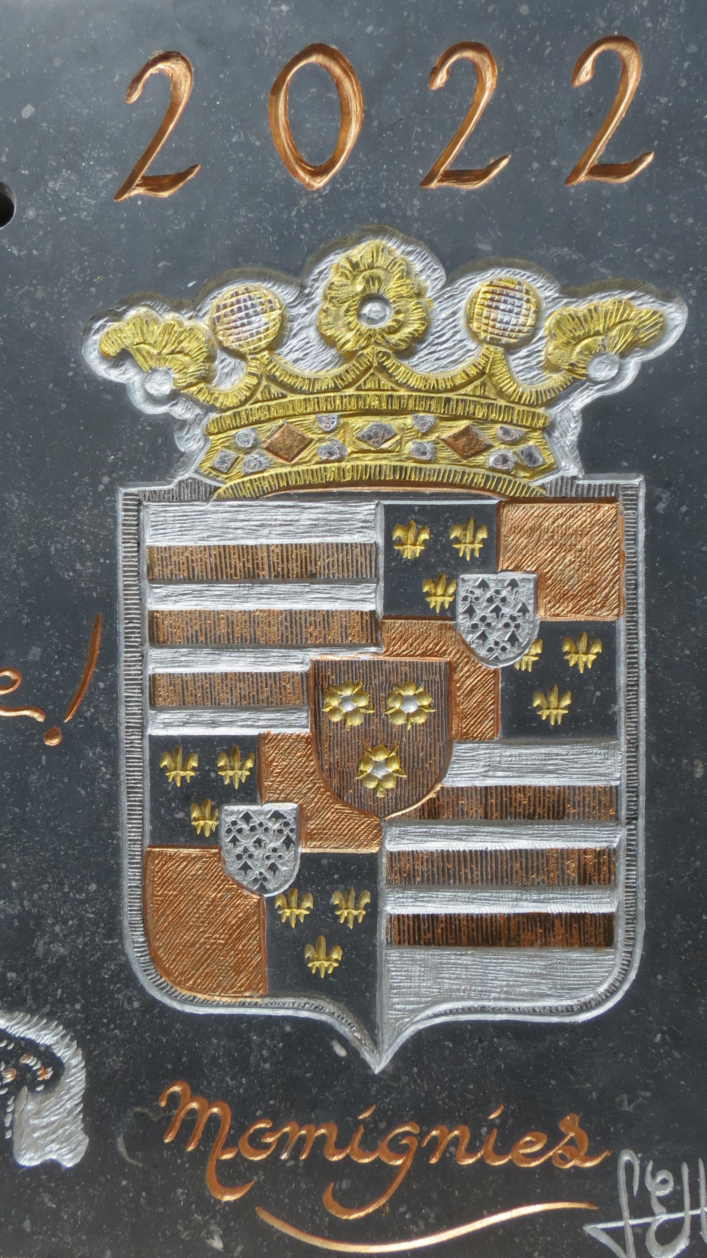 Plaque Jumelage Momignies Mai 2022