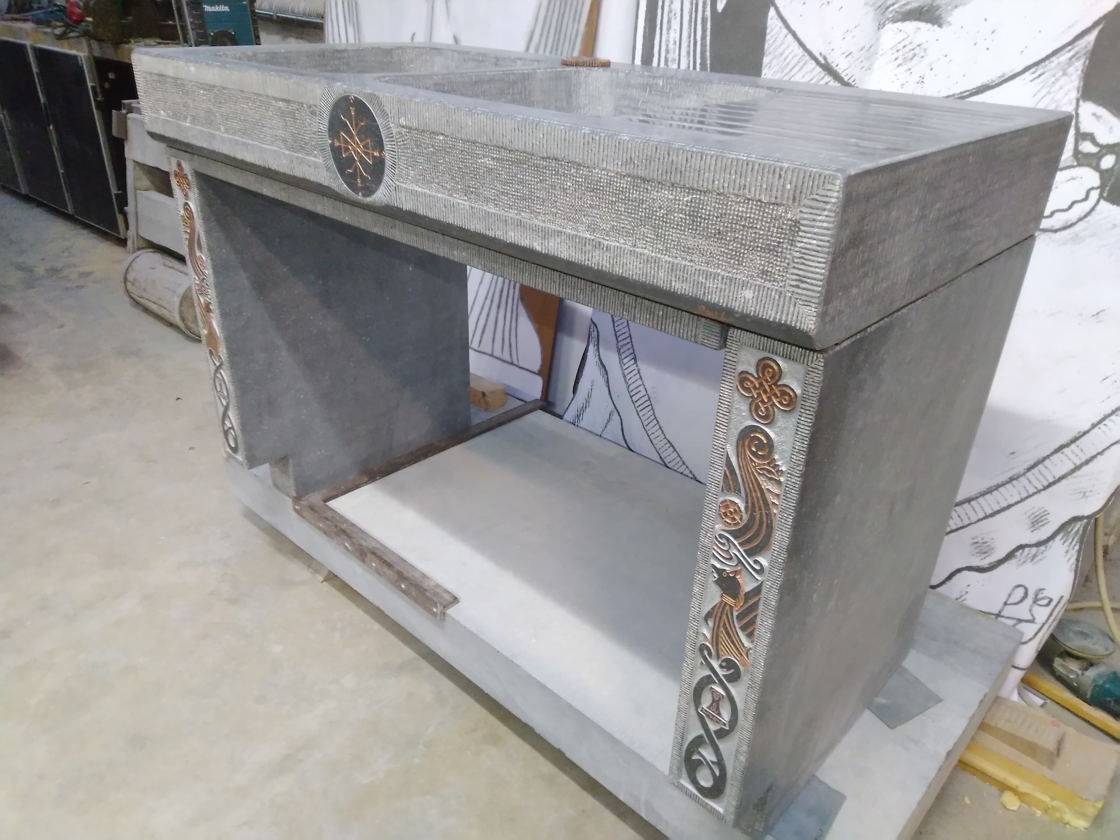 Evier gravure Viking et rune