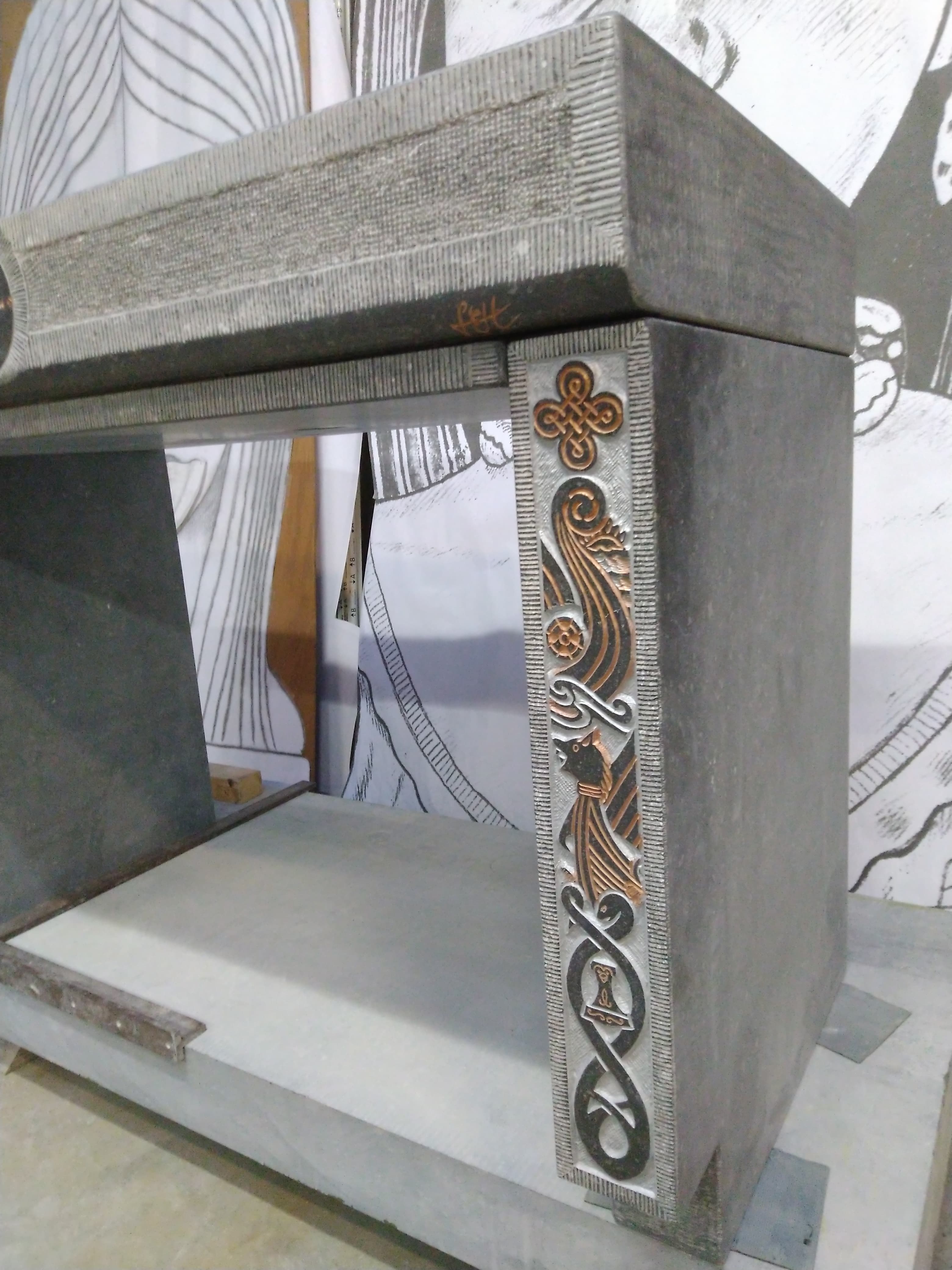 Evier gravure Viking et rune