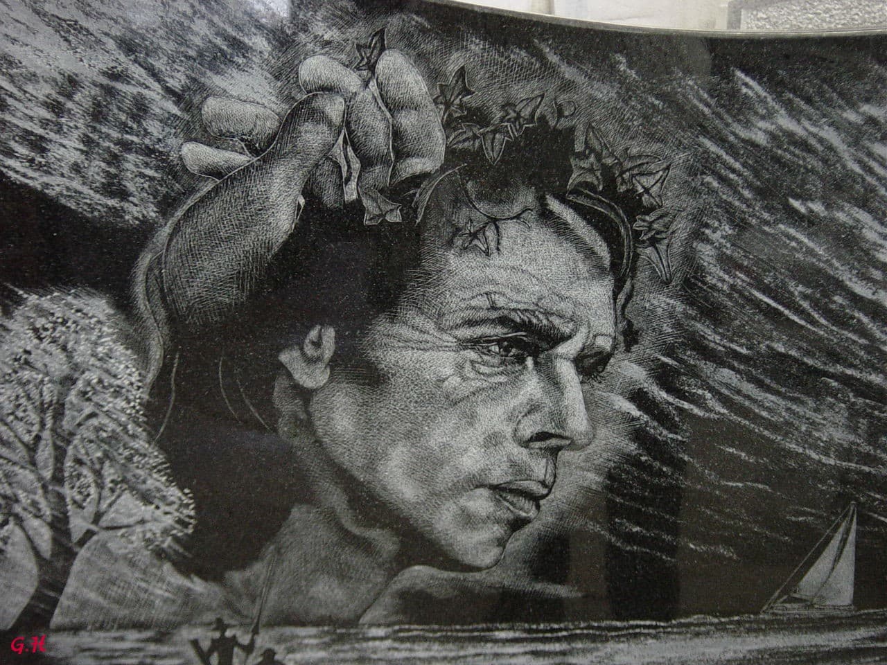 Poly-gravure Jacques Brel sur Stèle