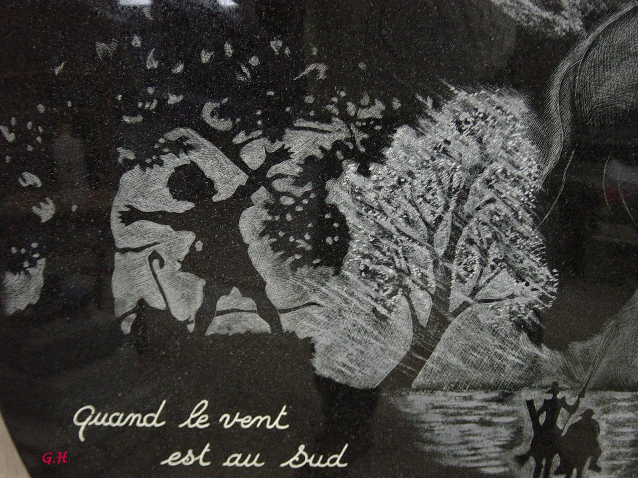 Poly-gravure Jacques Brel sur Stèle