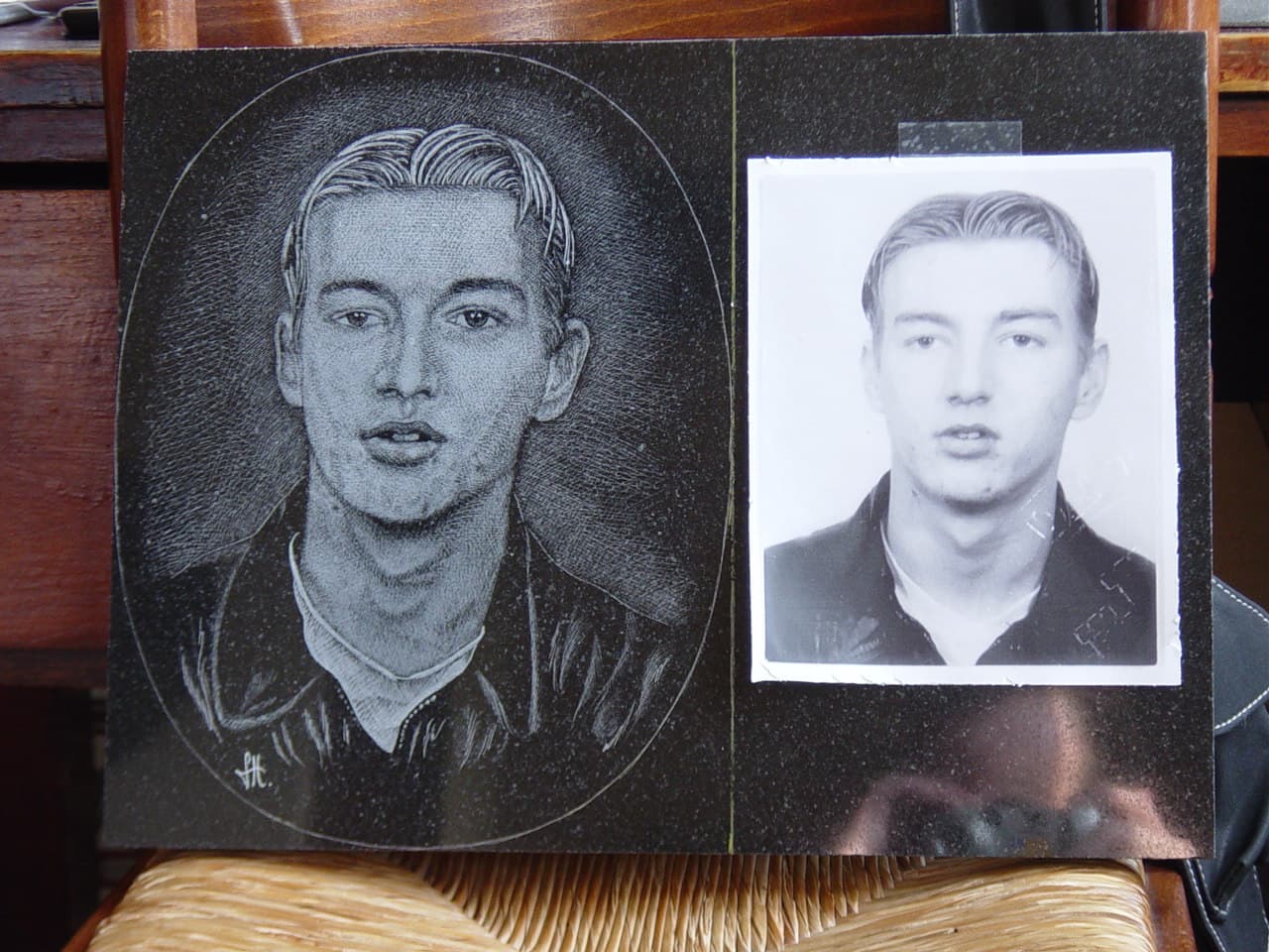 Poly-gravure portrait, d'après photo